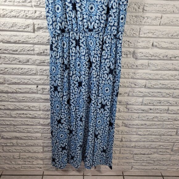 Sonoma Womens Dress Extra Large XL Tank Sheath Midi Blue Motif GEO51E - Picture 8 of 11
